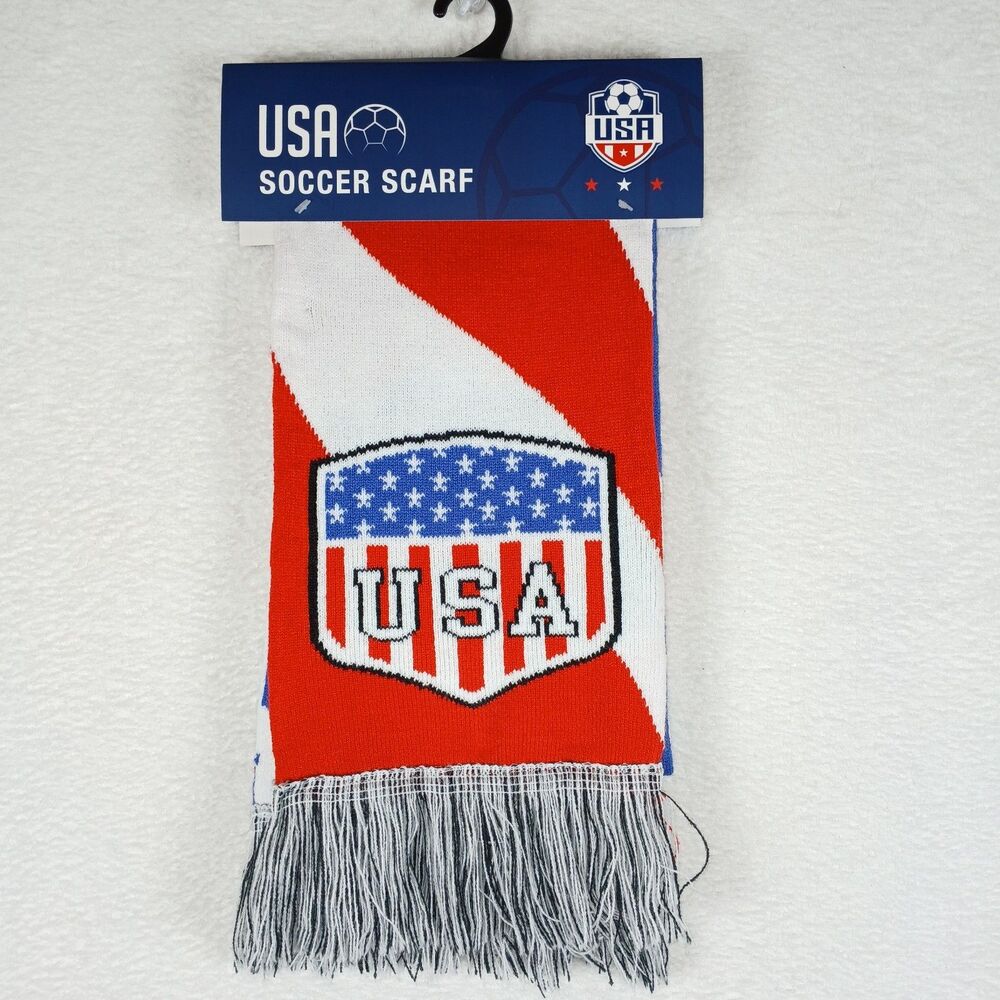 USA Soccer Stars and Stripes American Flag Scarf Unisex Adult New